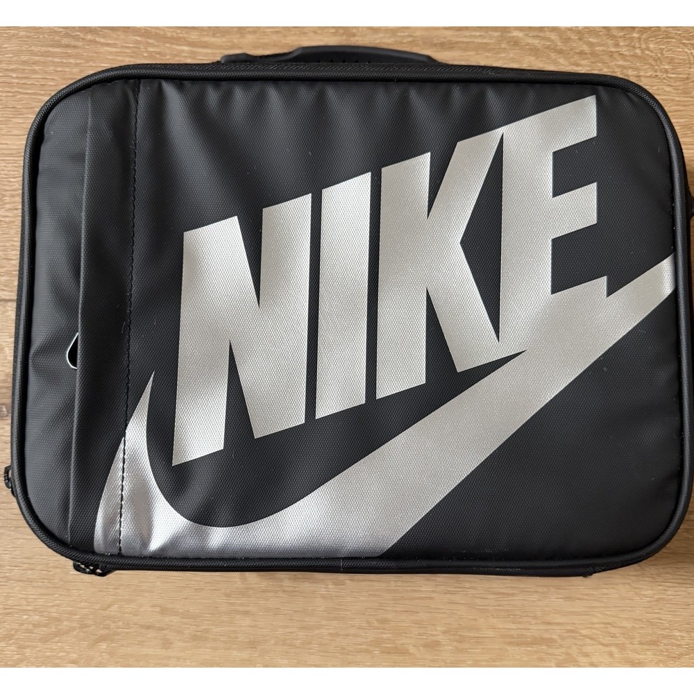 Nike Just Do It Hard Shell Insulated Lunch Box Tote Black Gray Zip Carry Case